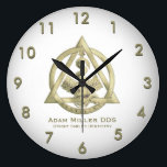 Personalized Dentist Clock<br><div class="desc">A very pretty white and gold look dental clock with a changeable background color. Simply click on customize it and change the color, or, even add a background picture.</div>