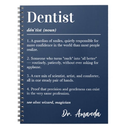 Personalized Dentist Dictionary Definition Navy Notebook