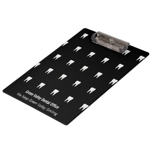 Personalized Dentist Office Black White Tooth Clipboard