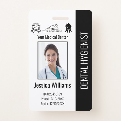 Personalized Dentist Office Logo Photo ID Black Badge