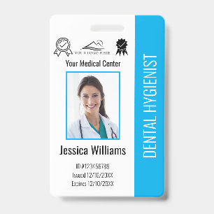 Personalized Dentist Office Logo Photo ID Blue Badge