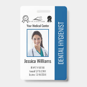 Personalized Dentist Office Logo Photo ID Blue Badge