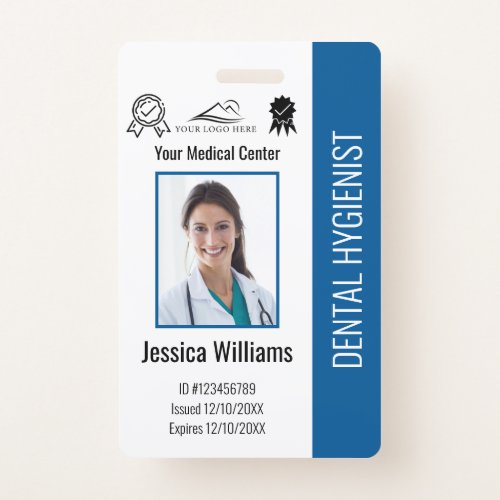Personalized Dentist Office Logo Photo ID Blue Badge