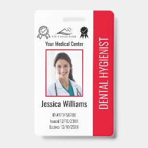 Personalized Dentist Office Logo Photo ID Red Badge