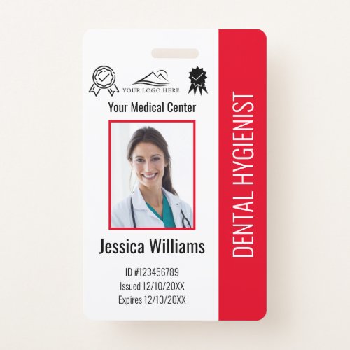 Personalized Dentist Office Logo Photo ID Red Badge