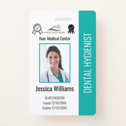 Personalized Dentist Office Logo Photo ID Teal Badge
