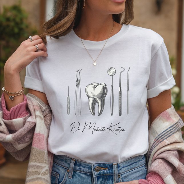 Personalized Dentist Professional Dental White T-Shirt (Creator Uploaded)
