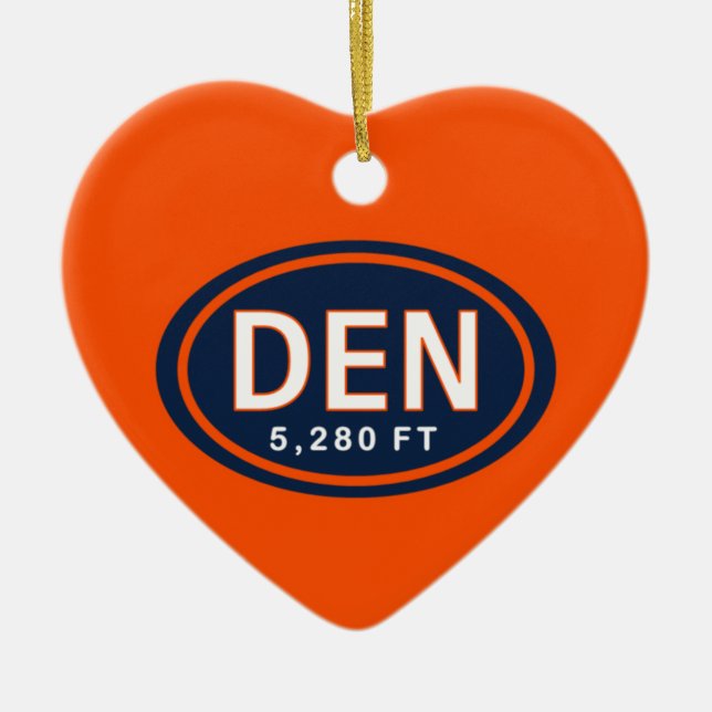 Personalized Denver CO 5,280 FT Heart Ornament (Front)