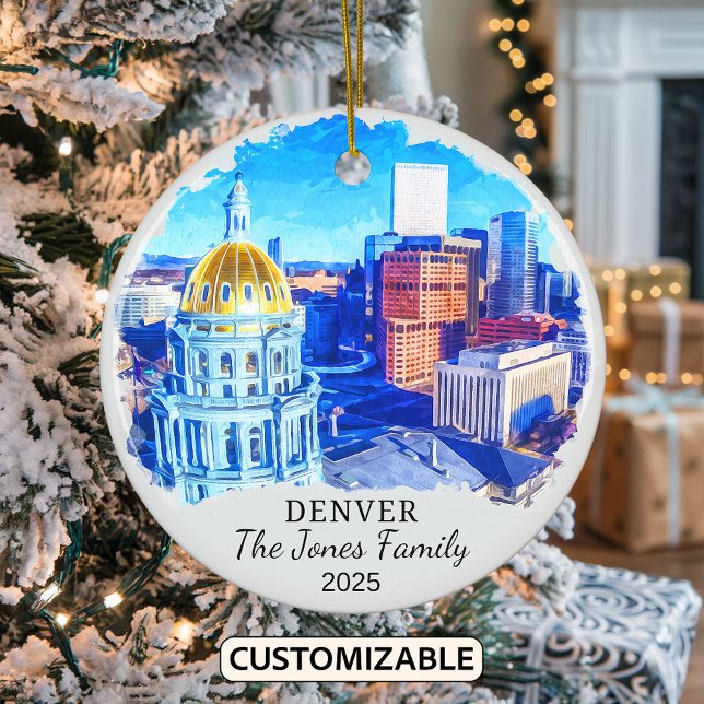 Personalized Denver Ornament, Colorado Gift Ceramic Ornament (Creator Uploaded)