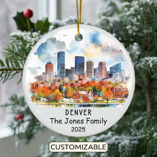 Personalized Denver Ornament, Colorado State Ceramic Ornament