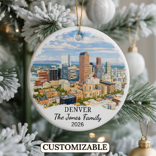 Personalized Denver Ornament, Custom Colorado Ceramic Ornament