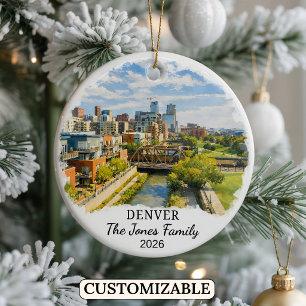 Personalized Denver Ornament, Custom Colorado Ceramic Ornament