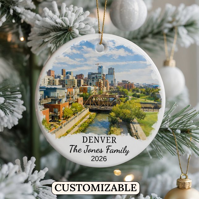 Personalized Denver Ornament, Custom Colorado Ceramic Ornament (Creator Uploaded)