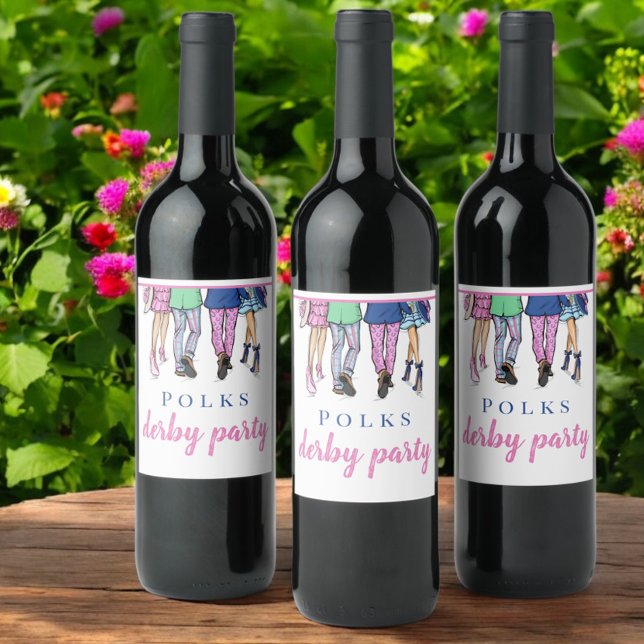 Personalized Derby Party Wine Bottle Preppy Couple Label (Creator Uploaded)