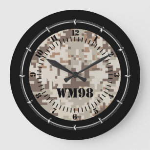 Personalized Desert Beige Camouflage on a Large Clock