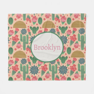 Personalized Desert Blush Pink Floral Fleece Blanket