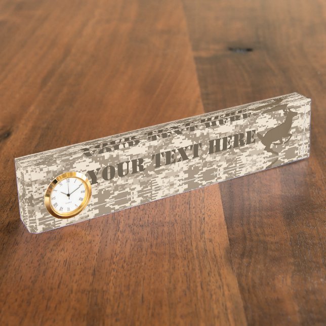 Personalized Desert Digital Camouflage Deer Camo Name Plate (Side)