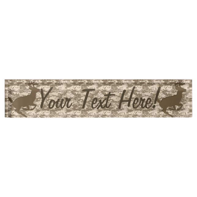Personalized Desert Digital Camouflage Deer Camo Nameplate (Front)