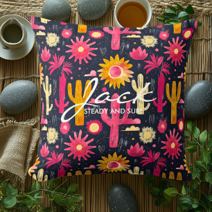 Personalized Desert Floral with Name and Quote Throw Pillow