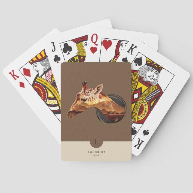 Personalized Desert Giraffe Design. Poker Cards (Back)