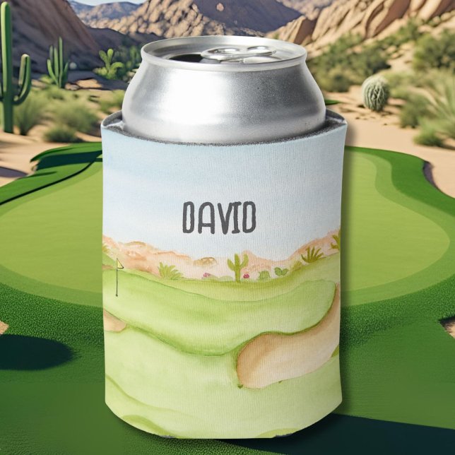 Personalized Desert Golf Course Watercolor Can Cooler (Creator Uploaded)