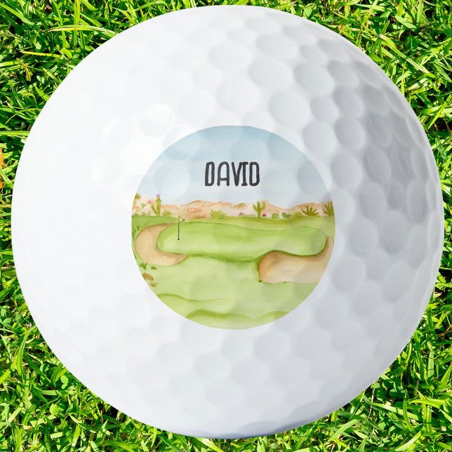 Personalized Desert Golf Course Watercolor Golf Balls (Creator Uploaded)