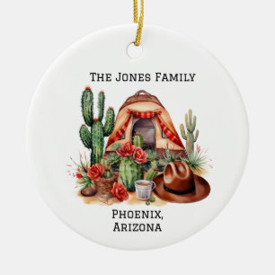 Personalized Desert/Southwestern Camping  Ceramic Ornament