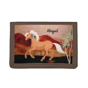 Personalized Desert Wild Mustang Horse Tri-fold Wallet