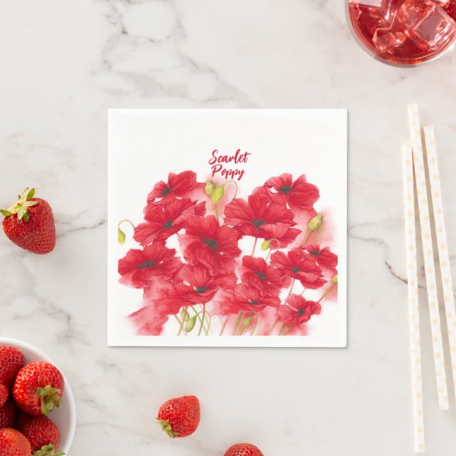 Personalized Design Scarlet Poppy.  Napkins (Insitu)