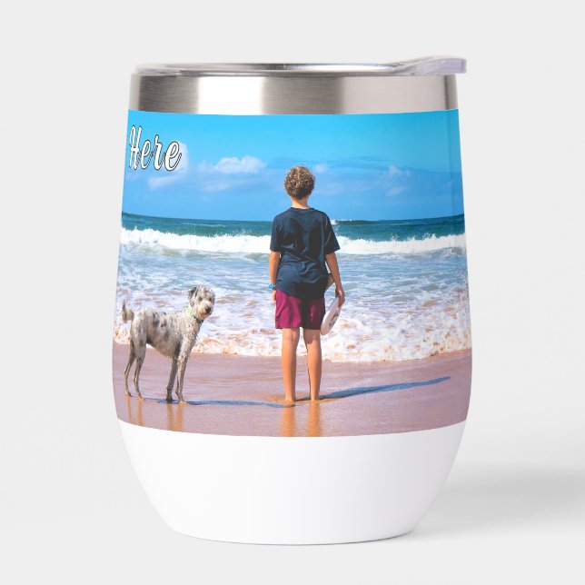 Personalized Design Your Own Custom Photo and Text Thermal Wine Tumbler (Left)