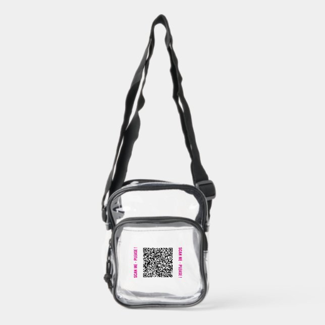 Personalized Design Your Own Custom QR Code Clear Crossbody Bag (Front)