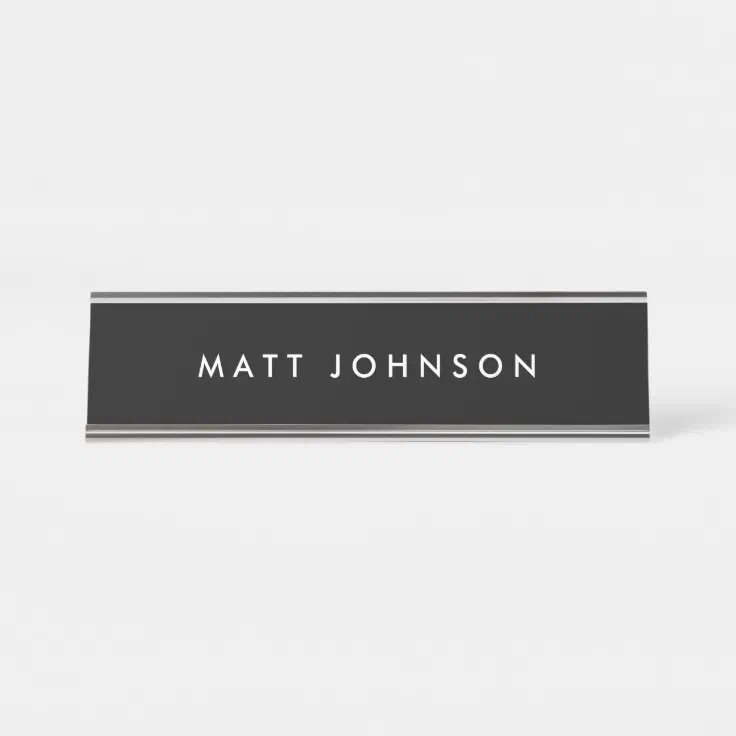 Personalized Desk Name Plate | Black White | Zazzle