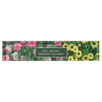 Personalized Desk Name Plate/Colorful Floral