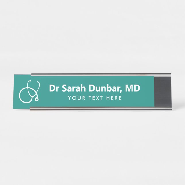 Personalized desk name plate for medical doctor MD (Front)