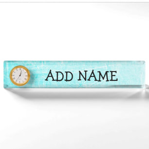 Personalized Desk Name Plate Teal Pattern