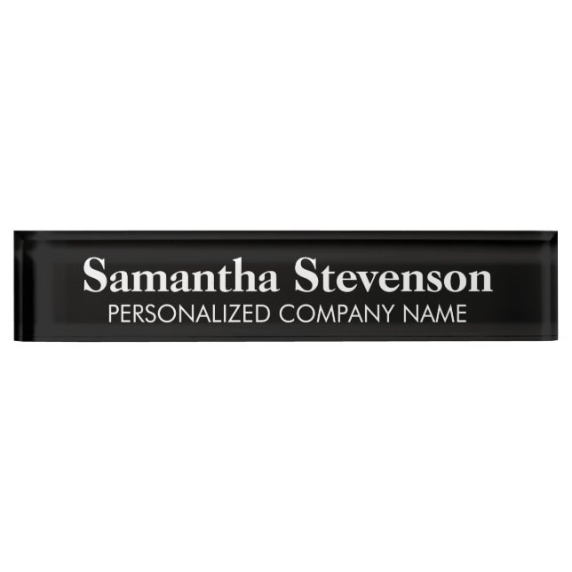 Personalized desk name plate with company title (Front)