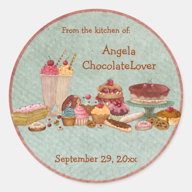 Personalized Dessert Recipe Stickers (Front)