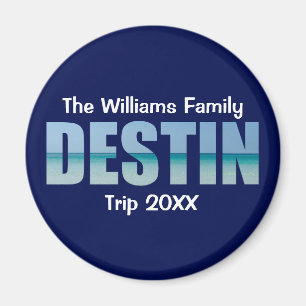 Personalized Destin Beach Trip Cool Blue Magnet