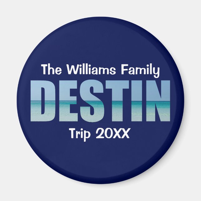 Personalized Destin Beach Trip Cool Blue Magnet (Front)
