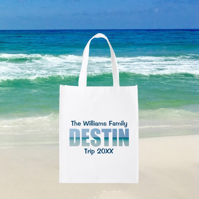 Personalized Destin Beach Trip Cool Ocean Grocery Bag (Creator Uploaded)