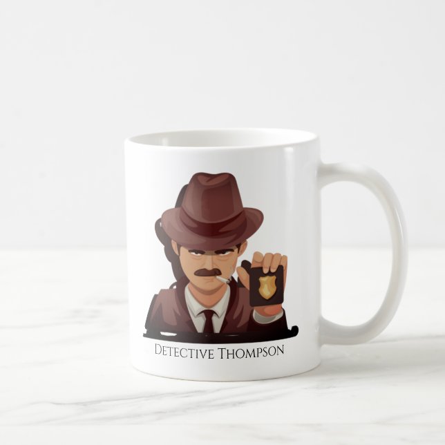 Personalized Detective with Badge Coffee Mug (Right)