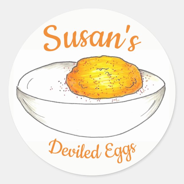 Personalized Deviled Eggs Made By Kitchen Cooking Classic Round Sticker (Front)