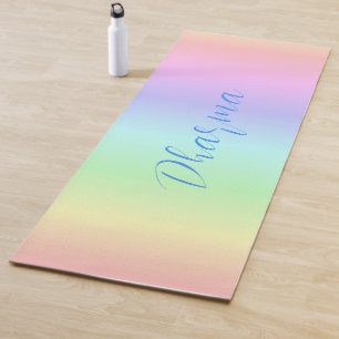Personalized Dharma Bright Rainbow Colors Pink Yoga Mat