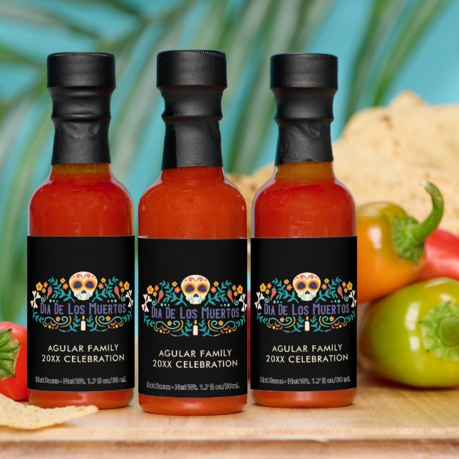 Personalized Dia De Los Muertos Party Hot Sauce (Multi)