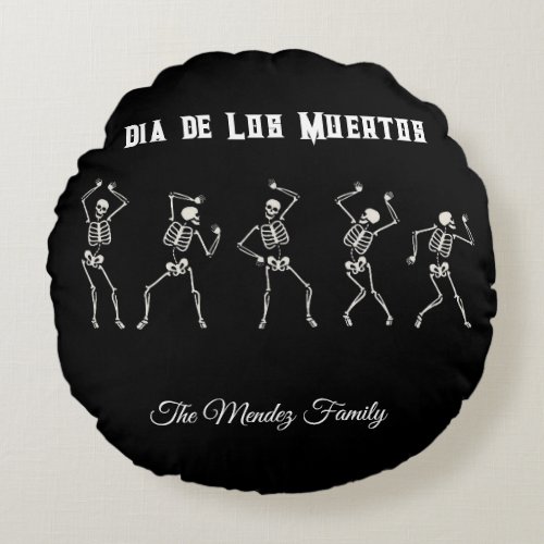 Personalized Dia De Los Muertos  Round Pillow