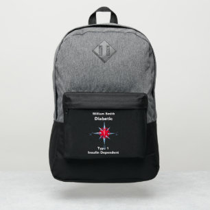 Personalized Diabetes Compass Rose Medical Alert Port Authority® Backpack
