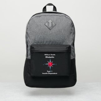 Personalized Diabetes Compass Rose   Medical Alert Port Authority® Backpack