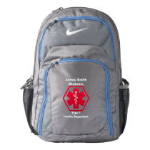 Personalized Diabetes Medical Alert Nike Backpack Personalized Diabetes Medical Alert Nike Backpack