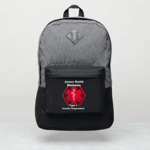 Personalized Diabetes  Medical Alert  Port Authority Backpack