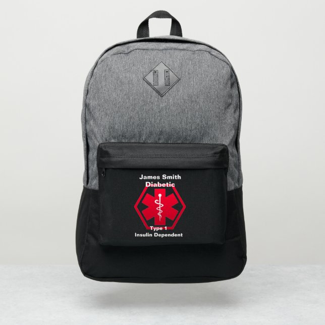Personalized Diabetes  Medical Alert  Port Authority® Backpack (Front)